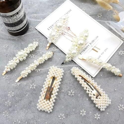 Hairlyah Girls Women Hairclip Full Pearls Geometric Hair Clips Sweet Hair Ornament Hairpin Barrette Headwear Hair Accessories