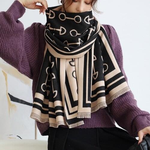 2021 autumn and winter new warm scarf women double-sided imitation cashmere thickened scarf air-conditioning shawl