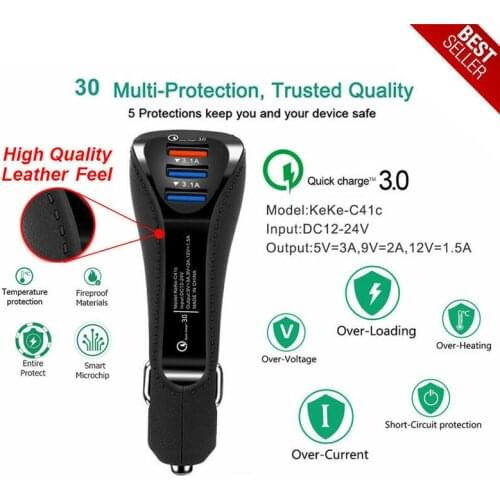 QC3.0 3USB Dual Port Car Phone Charger Fast Charge Car One for Two Car Charger second generation fast charge 3 USB car charge