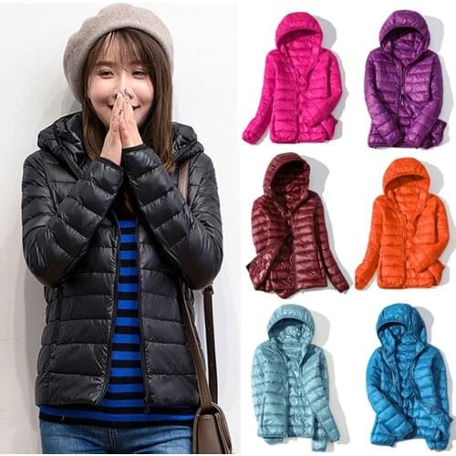 Hooded Winter Down Jacket Women Warm Long Sleeve Solid Female Coat Light Weight Girls Clothing and Ladies Jackets 2020 Plus Size