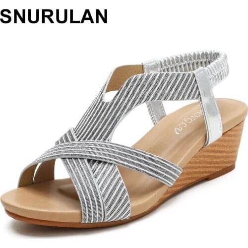 SNURULAN Ladies Summer Fashion Casual Wedges Non-slip Open Toe Sandals Breathable Soft Sport Style Womens Beach Shoes Plus Size