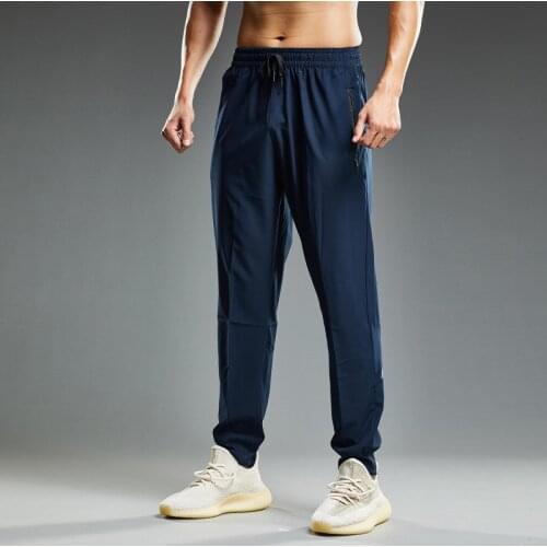 Mens Sweatpants, Personalized Design, Zipper Pockets, Casual Jogging Quick-Drying Breathable Ice Silk Fabric