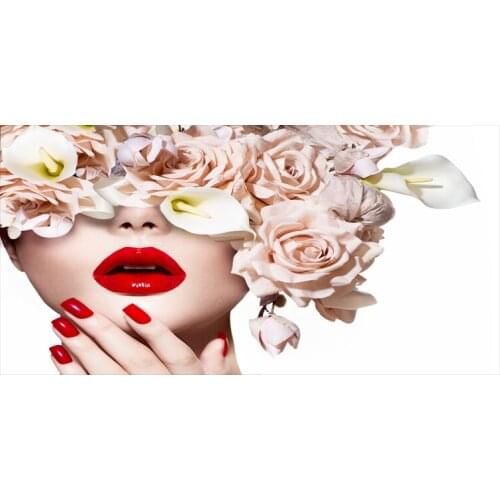 Modern Fashion Woman With Flower Oil Painting on Canvas Posters and Prints Scandinavian Wall Art Picture for living room