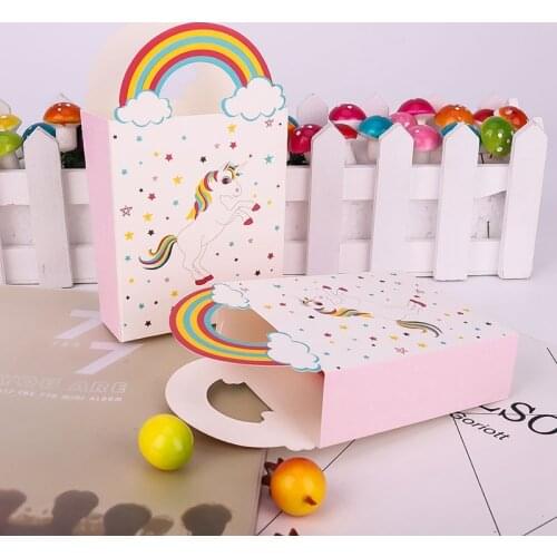 Unicorn Wedding Candy Bag Flat Handbag Party Paper Gift Box Candy Cookies Bags Kids Birthday Party Decorations Gift Bags