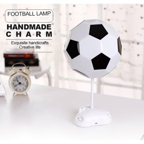 USB LED Night Light, Soccer Ball Colors Changing Desktop Night Lamp, DIY Bedside Light for Sport Fan Boys Girls, Black and White