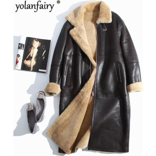 Vintage Winter Coat Women Sheep Shearling Real Leather Jacket Real Fur Coat Women Abrigos Mujer Invierno 2020 2C9185302 YY676