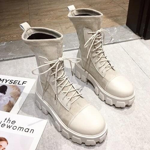 2021 Black Sock Boots Women 2021 New Punk Gothic Shoes Ankle Boots Platform Shoes Women White Sock Boots Botas De Mujer