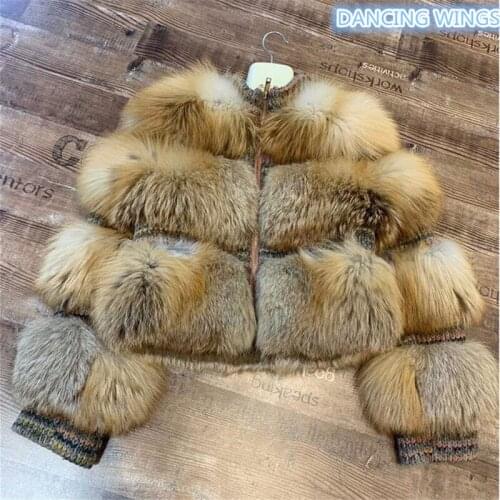 Small fragrance stand collar women natural red fox fur coat stiching tweed wool short jacket real fur