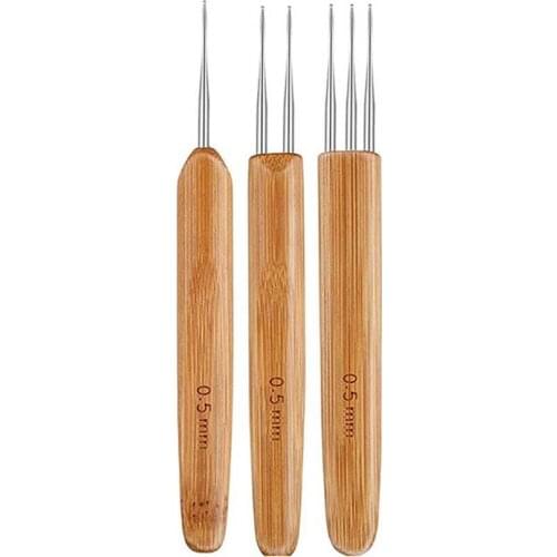 1 Set Dirty Braid Crochet Hook Hair Care Stainless Steel Bamboo Handle Knitting Needle Braider Hair Styling