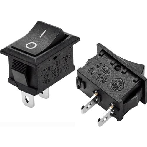 1PCS KCD1-101 Black Rocker Switch LED Illuminated ON-OFF 2 Position 2 Pins Self-Lock Momentary Push Button Switch 15mmx21mm