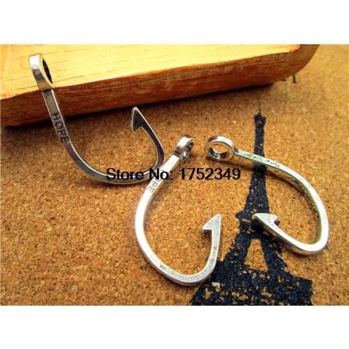 10pcs--Fish Hook Charms,Antique tibetan silver Hook Charm pendants,Hope Charm 35x23mm