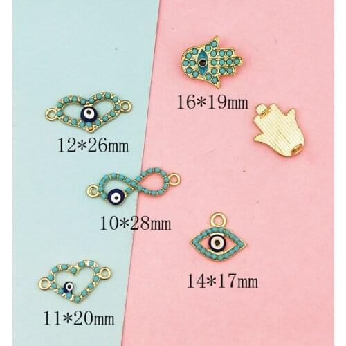 10pcs/Lot Fashion Charms Gifts Palm Eyes Love Alloy Enamels Pendant DIY Bracelet Necklace Earrings Jewelry Accessories 2020 New