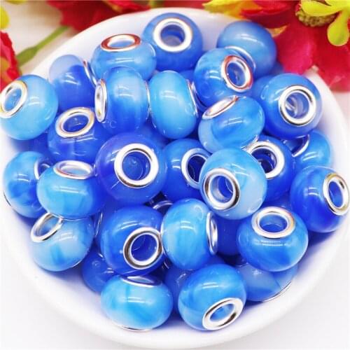 10Pcs Lot Blue Jelly Cute Color Rondelle Spacer Beads Slide Charms for Bracelet Necklace Jewelry Making Craft Women Hair Beads