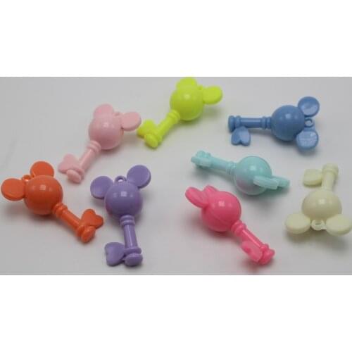 10 Mixed Pastel Color Acrylic Large Cute Mouse Face Key Charm Pendants 44mm Kids Craft