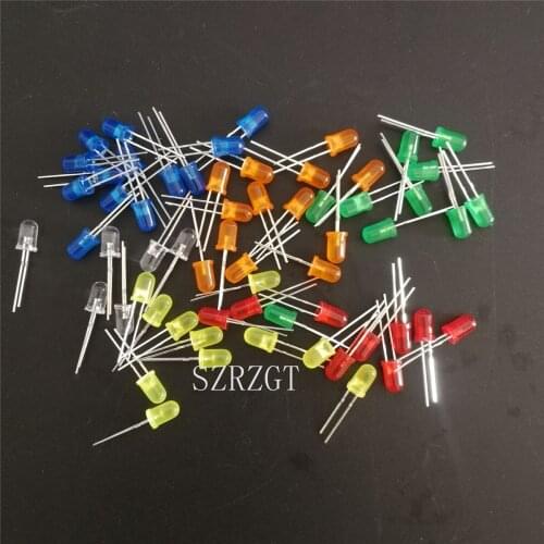 100pcs 5mm LED Diode 5 mm Assorted Kit White Green Red Blue Yellow Orange Pink Purple Warm white DIY Light Emitting Diode