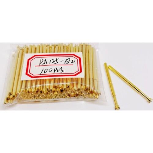 100PCS Metal Brass Gold-plated Test Pin PA125-Q2/R125-4S Electronic Spring Pin Diameter: 2.4mm