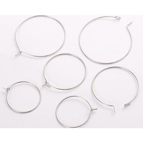 100pcs Stainless Steel Earring Big Circle Wire 20/25/30mm Hoops Loop Earrings DIY Dangle Jewelry Making Accessorie Components