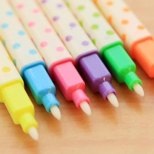 12pcs/set Night light pen candy color sweet diamond head erasable highlighter pen point square color marker pen Office supplies