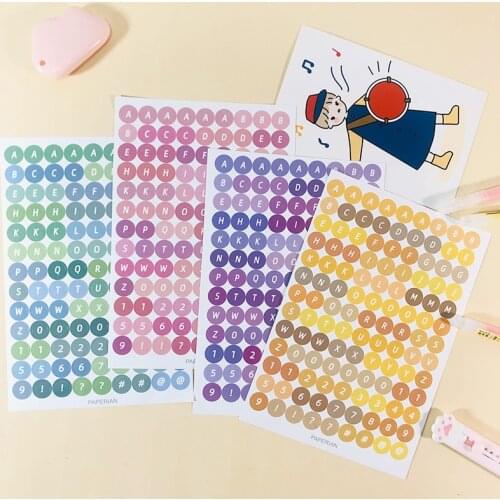 4 Pcs Number Digital Sticker Letter Alphabet Cute Planner Notebook Journaling Stickers Scrapbooking Decorative Stationery