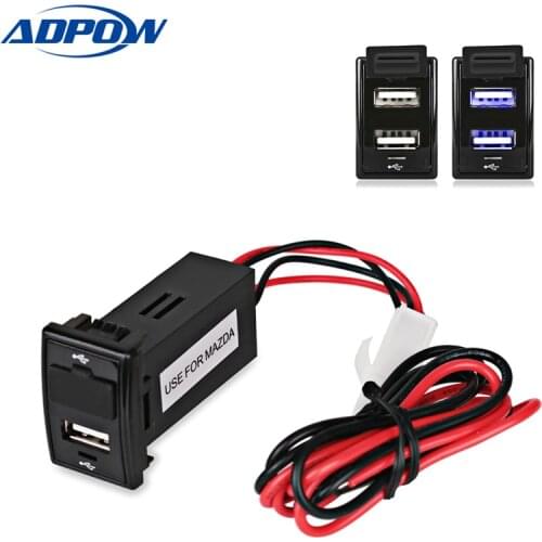 ADPOW Car Charger Adapter Dual USB Power Outlet Car Interface Socket Charger For MAZDA Car Socket 12V