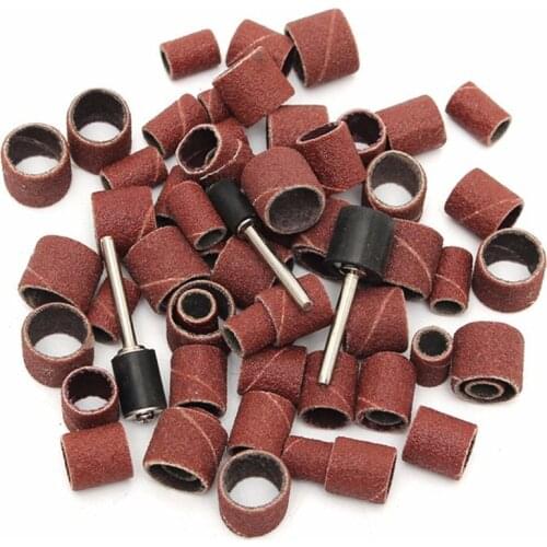 63pcs/set 80Grit Drum Sanding Kit 1/2 3/8 1/4 Inch Sand Mandrels Fit for Dremel Nail Drill Rotary Tools