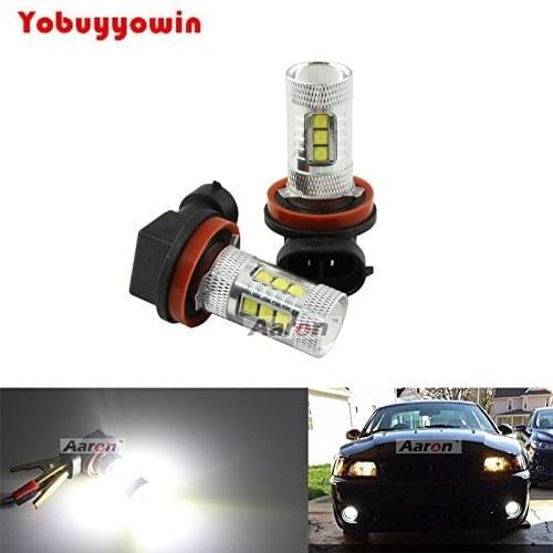 Free Shipping 2pcs High Power White H11 H8 CREE Chip LED Bulbs For Car Fog Lights No Error Code Message With H11 Load Resistor
