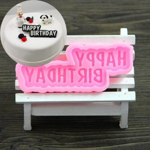 Free Shipping Kitchen Creative DIY 3D Cake Mold DIY Silicone Baking Cupcakes Chocolate Fondant Mold Happy Birthday Word A489