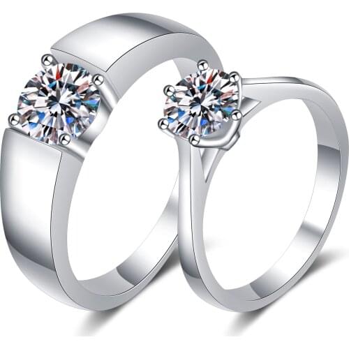 Moissanite Ring 925 Sterling Silver Passed Diamond Test Excellent 0.5-1Ct Gem Couple Diamond Ring Fashion Couple Diamond Gift