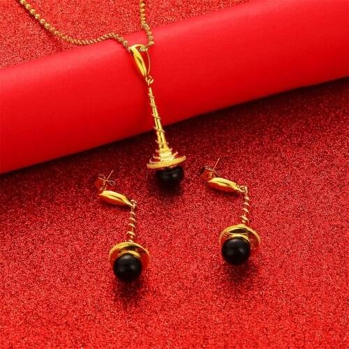 Ball Beads Pendant Necklaces Earrings Ring for Women Girls PNG Jewelry Sets Wedding Party Jewelry Gift