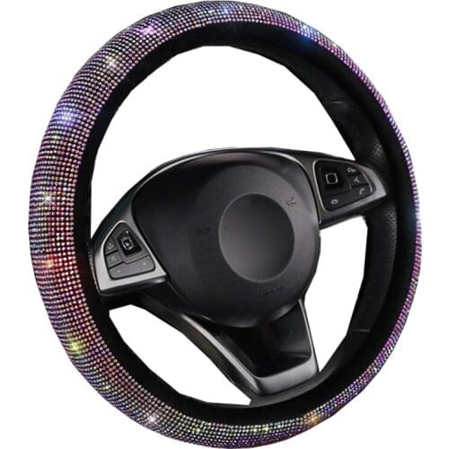 Universal Car Steering Wheel Cover Fashion 5 Colors Rhinestones Woman Girl Lovely Cute Braid on the Steering wheel Funda Volante
