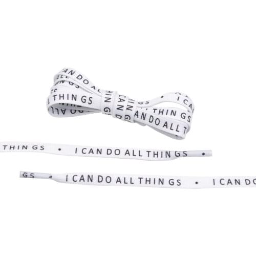 Coolstring Men Women Sneaker 2020 Heat Transfer Print Word White Shoelaces Canvas Flat Shoes Polyester String Customizable Ropes