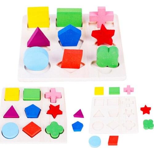 Early Education Wooden Toys Montessori Dimensional Puzzle Toy Geometric Shape Board Childrens Educational Toys Puzzle Sorting
