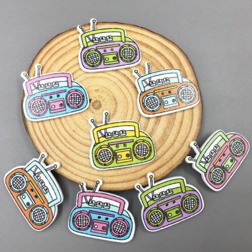 DIY 100pcs Wooden Recorder shape Sewing Buttons decoration scrapbooking crafts 30mm