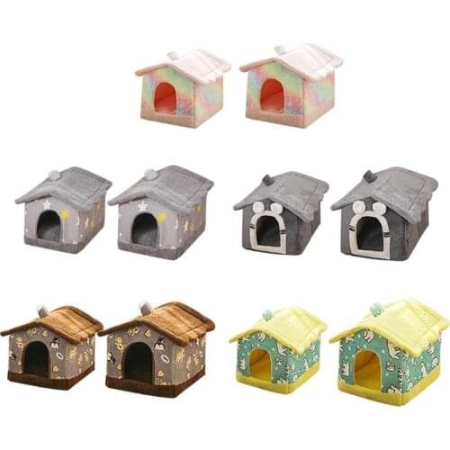 Pet House Soft Plush Warm Kennel Small Dogs Cats Cave Nest Washable Cozy Sleeping Bed Puppy Lounger Mat Cushion Cage