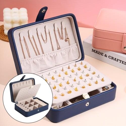 Elegant Jewelry Box PU Leather Double Layer Display Storage Case Bag for Home Travel Multifunction Small Girls Jewelry Box