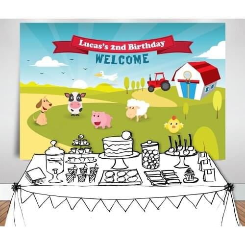 Custom animals farm cottage birthday themed backdrop High quality Computer print party photography backgrounds