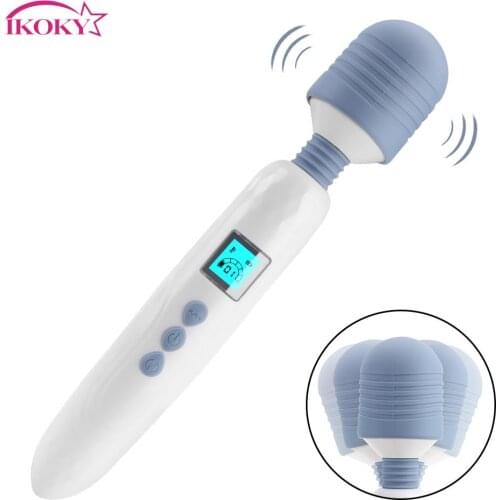 IKOKY Magic Wand Clitoris Stimulate 36 Speed LCD AV Stick Vibrator Female Masturbation Massager Heated G Spot Vibrator Sex Toys