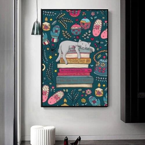 How to Hygge Like a Cat Painting On Canvas Posters Prints Cuadros Home Decor Bedroom