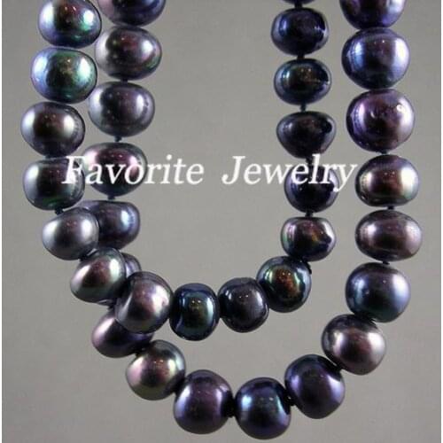 Favorite Pearl Necklace 48 inches 8-9mm AA Black Color Natural Freshwater Pearl Long Necklace Handmade Fine Jewelry Girl Gift