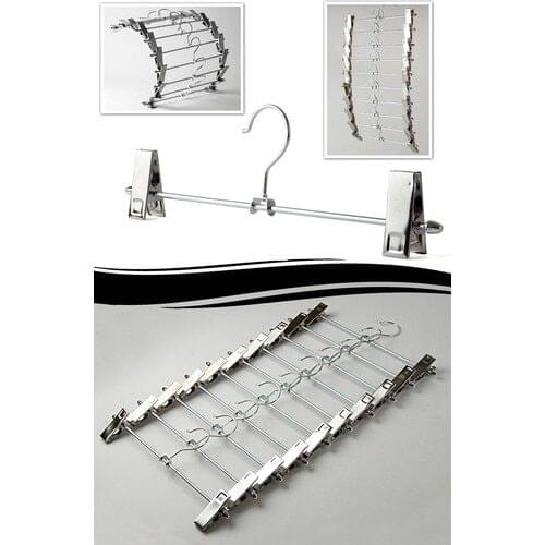 Eslem Shop Stainless Pants and Skirt Strap Ratchet Hanger With Clip (3 Pcs)