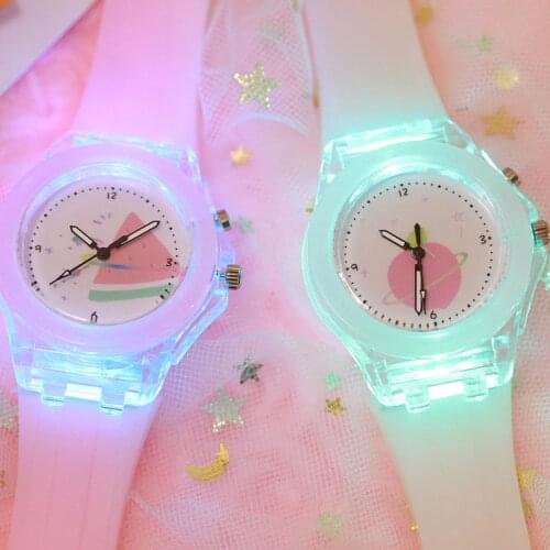 Fashion Women Watch Cartoon Bunny Colorful Silicon jelly Luminous Electronic Watch Male and Female Students childrens clock
