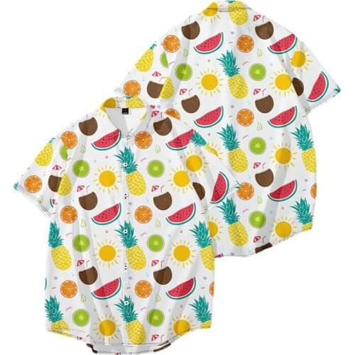 LCFA brand Full fruit Pineapple Men Hawaiian Shirt 3D Print Summer Casual Beach Shirts Short Sleeve Tops dropshipping suppliers