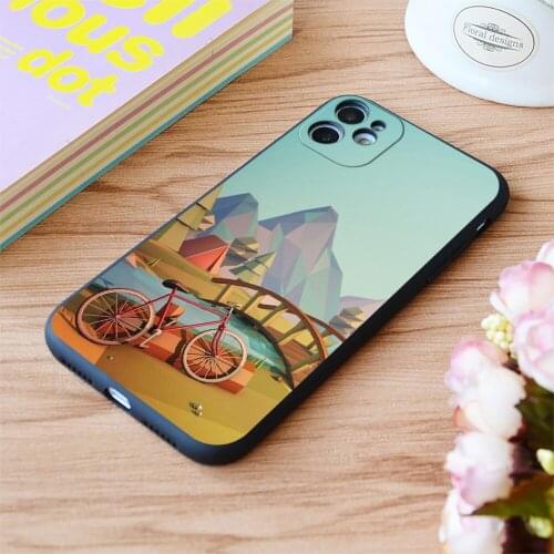 For iPhone Geometric Enjoy Nature Print Soft Matt Apple iPhone Case 6 7 8 11 12 Plus Pro X XR XS MAX SE