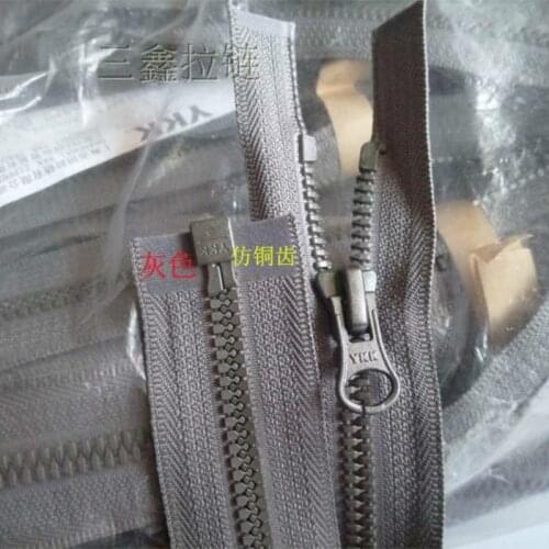 2 Pcs/lot Cheap Ykk Zipper 5# 55cm 60cm 65cm 70cm Resin Single Open End Gray Grey Fastener for Jacket Down Sewing Accessories