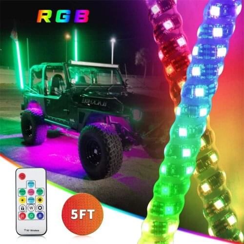 RGB LED Whip Lights RF Wireless Remote Controller Compatible for Jeep UTV ATV RZR Polaris Dune Buggy Sand Rails with Flag