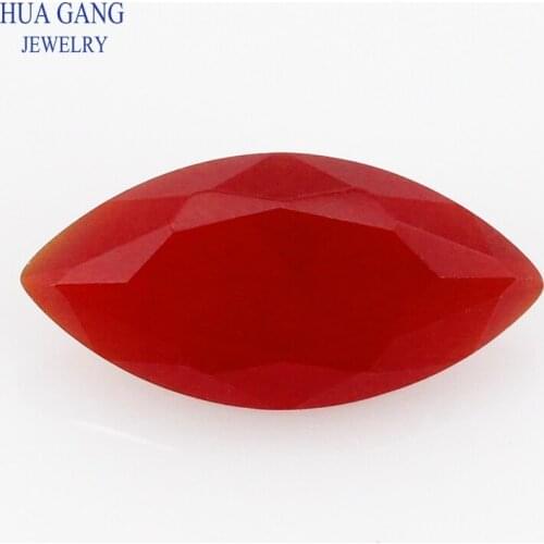 Red Marquise Shape Princess Cut Loose Glass Beads Matte Bottom Synthetic Gems For Jewelry Size 1.5x3~10x20mm Free Shipping