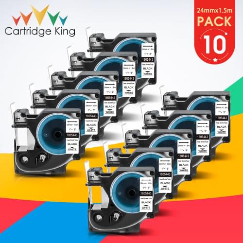 10PK 24mm*1.5m 1805443 Heat Shrink Tube Compatible Dymo Industrial Labels Tape work for Rhino 6000 Label Maker Printer Machine