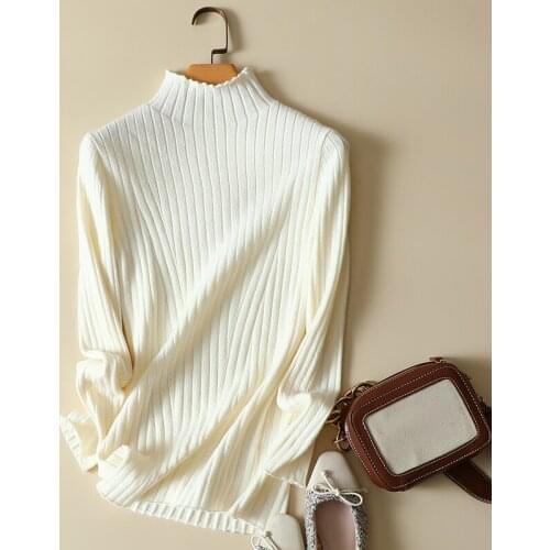 Turtleneck Solid Knitted Women Sweater And Pullovers 2020 Autumn New Slim Elastic Female Pulls Outewar Tops