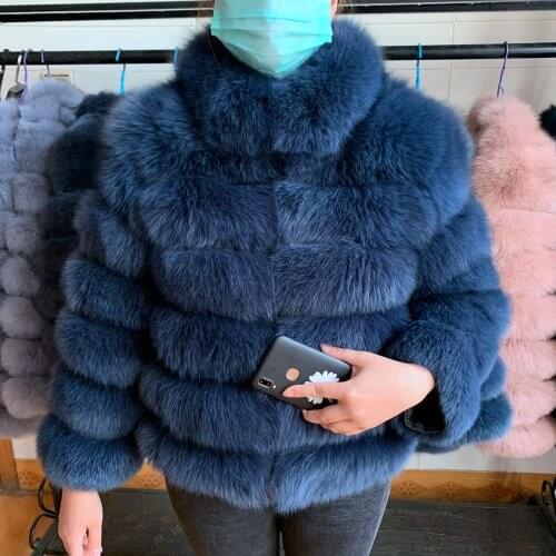 Winter new real fox fur coat women 100% leather grass short coat natural fox fur fashion luxury stand collar real fur coat lady