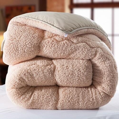 Winter patchwork duvet lamb wool Warm comforter camel cotton quilt Thicken Blanket king queen size single double Cashmere